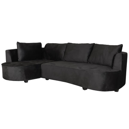 Hoekbank Lando rond zwart velvet 270cm links