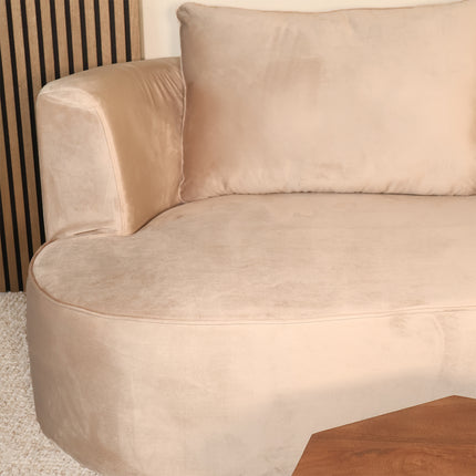Hoekbank Lando rond taupe velvet 270cm rechts