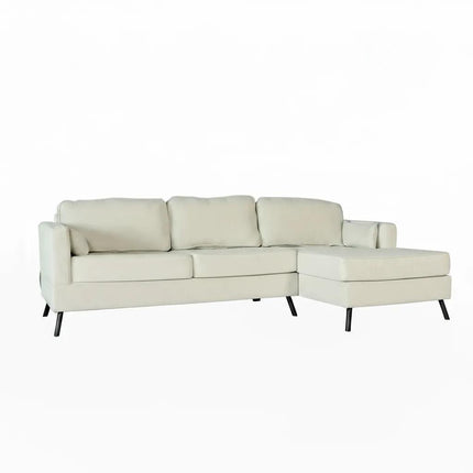 Hoekbank Lizza beige velvet 270cm links en rechts