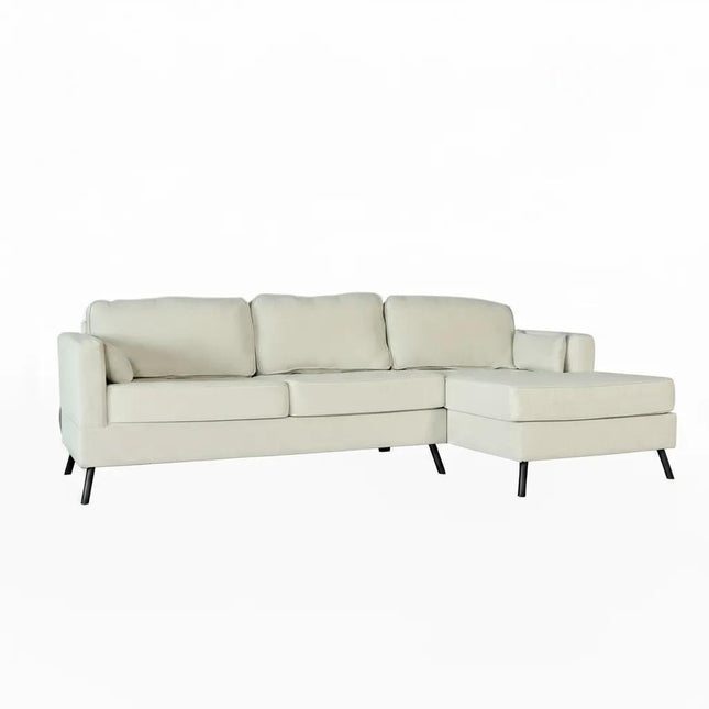 Hoekbank Lizza beige velvet 270cm links en rechts