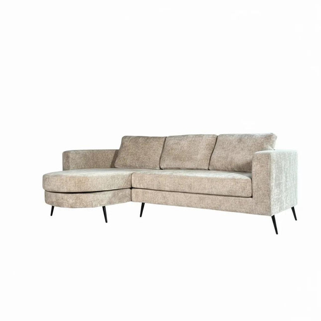 Hoekbank Nox rond beige chenille 250cm links