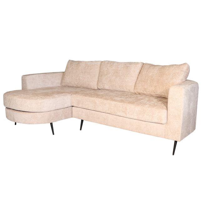 Hoekbank Nox rond beige chenille 250cm links