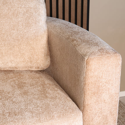 Hoekbank Nox rond beige chenille 250cm links