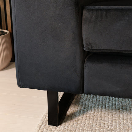 Hoekbank Puckerto zwart velvet 290cm rechts