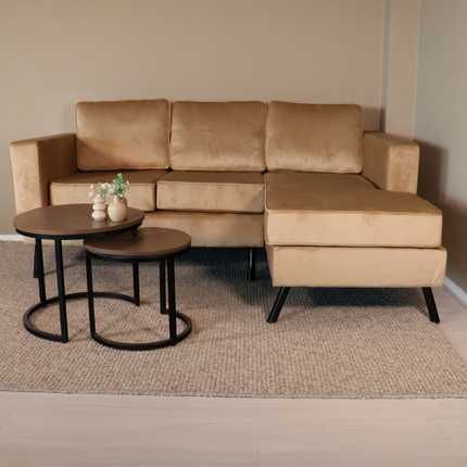 Hoekbank Venna 200cm bruin velvet