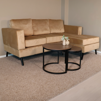 Hoekbank Venna 200cm bruin velvet