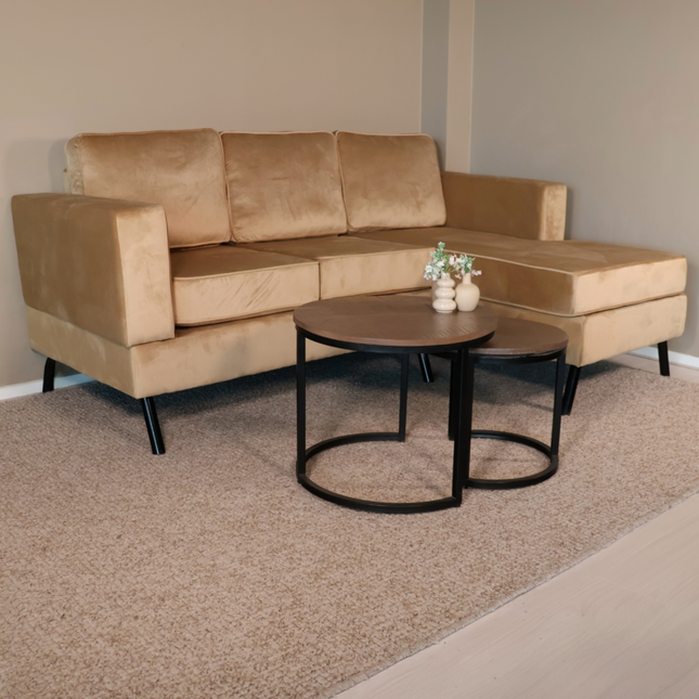Hoekbank Venna 200cm bruin velvet