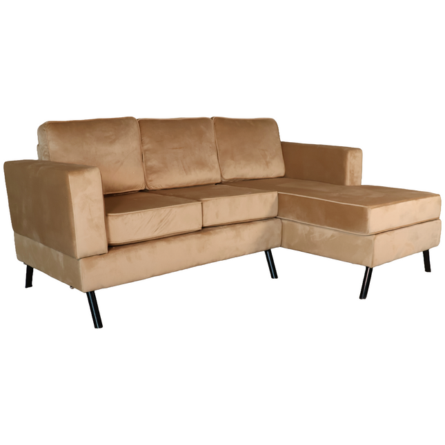 Hoekbank Venna 200cm bruin velvet