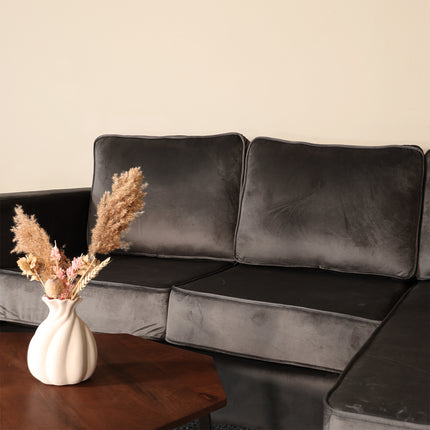 Hoekbank Venna 200cm donkergrijs velvet