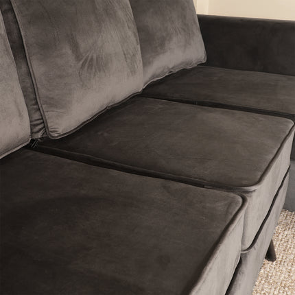 Hoekbank Venna 200cm donkergrijs velvet