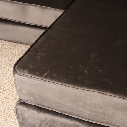 Hoekbank Venna 200cm donkergrijs velvet