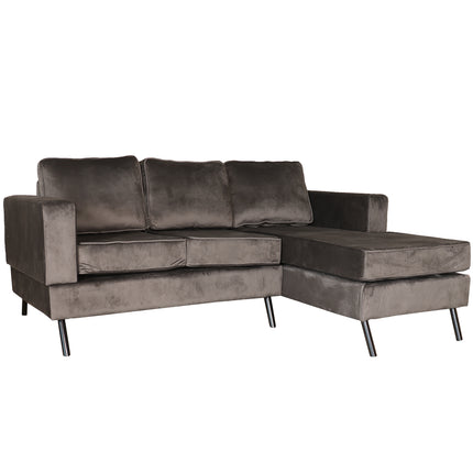 Hoekbank Venna 200cm donkergrijs velvet