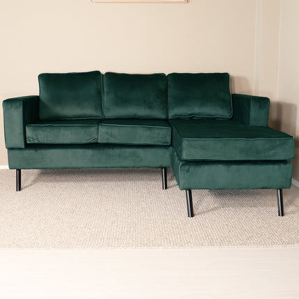 Hoekbank Venna 200cm donkergroen velvet