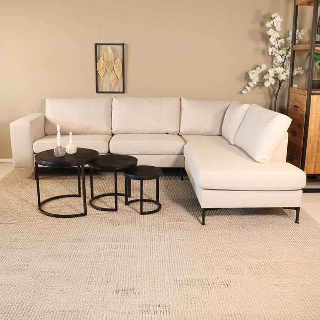Hoekbank Verona beige chenille 265cm rechts