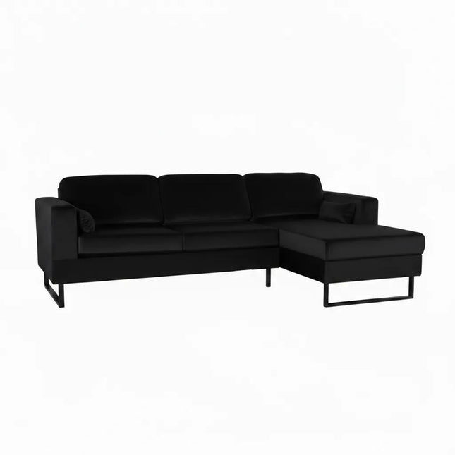 Hoekbank Darsiono zwart velvet 280cm links en rechts
