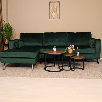 Hoekbank Hilde 270cm donkergroen velvet links