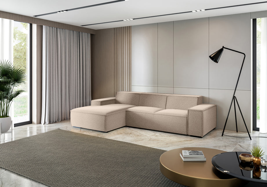 Hoekbank Fino 300cm bruin chenille links