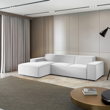 Hoekbank Fino 300cm lichtgrijs chenille links