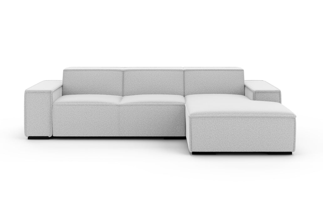 Hoekbank Fino 300cm lichtgrijs chenille rechts