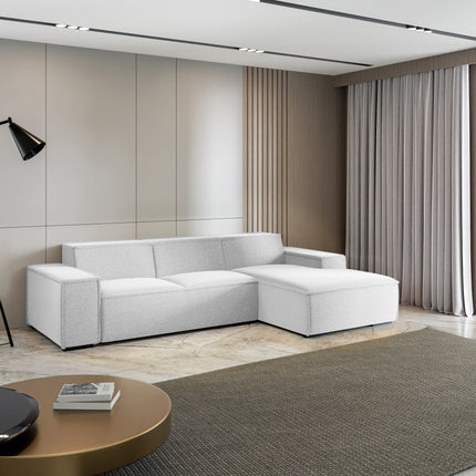 Hoekbank Fino 300cm lichtgrijs chenille rechts