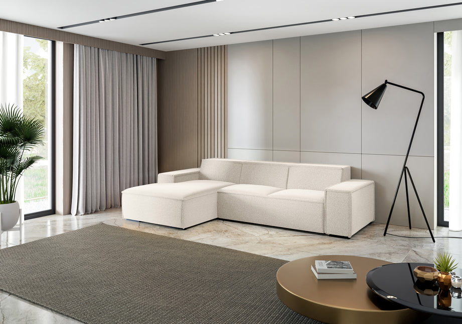 Hoekbank Fino 300cm gebroken wit chenille links