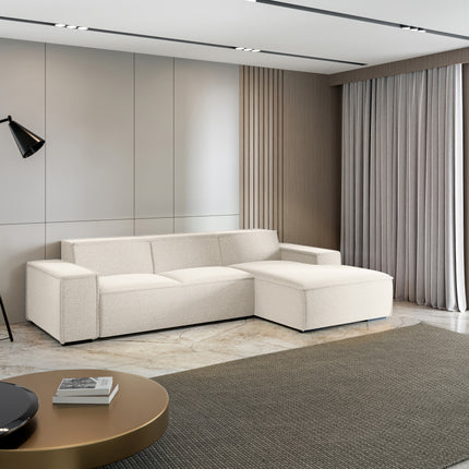 Hoekbank Fino 300cm gebroken wit chenille rechts