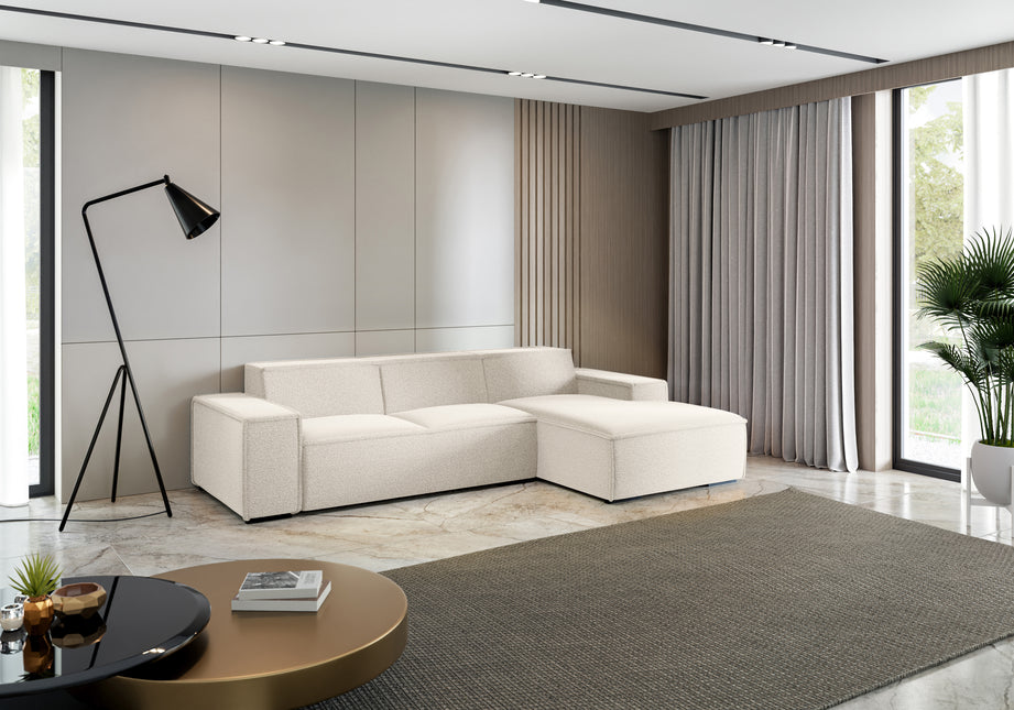 Hoekbank Fino 300cm gebroken wit chenille rechts