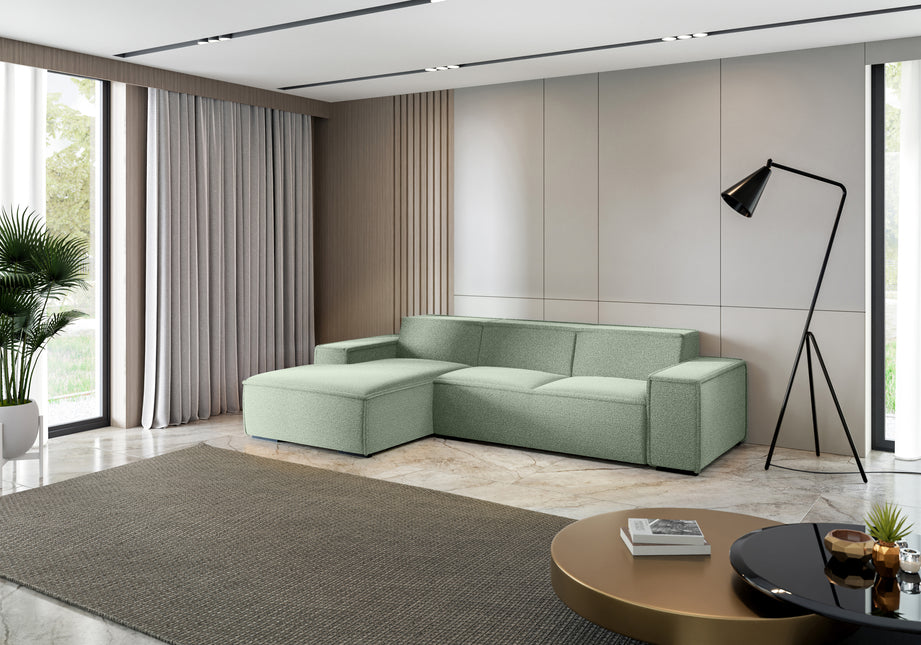 Hoekbank Fino 300cm groen chenille links