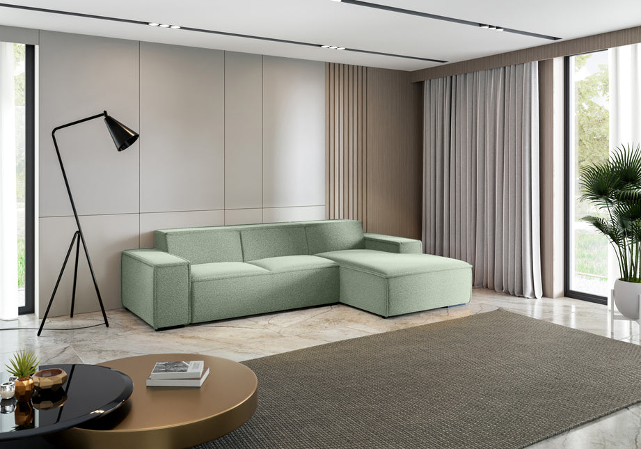 Hoekbank Fino 300cm groen chenille rechts