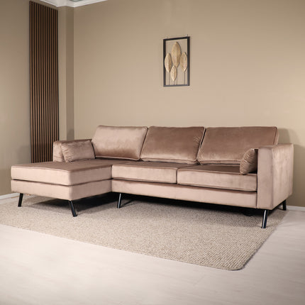 Hoekbank Hilde 270cm taupe velvet links