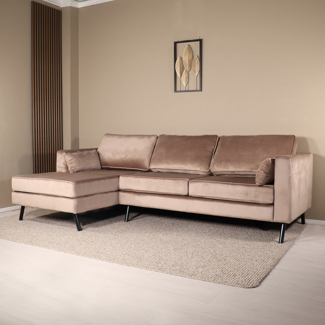 Hoekbank Hilde 270cm taupe velvet links