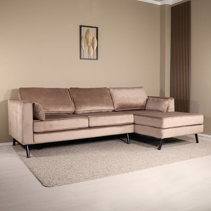 Hoekbank Hilde 270cm taupe velvet rechts