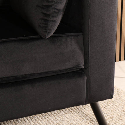 Hoekbank Hilde 270cm velvet zwart links