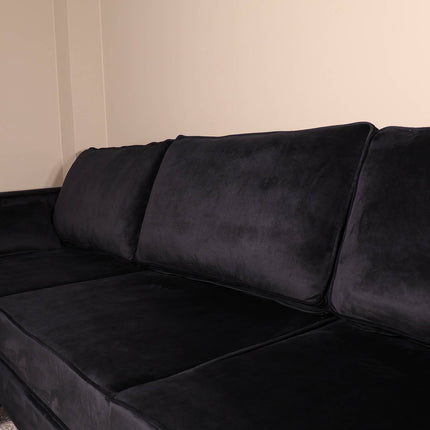 Hoekbank Hilde 270cm velvet zwart links