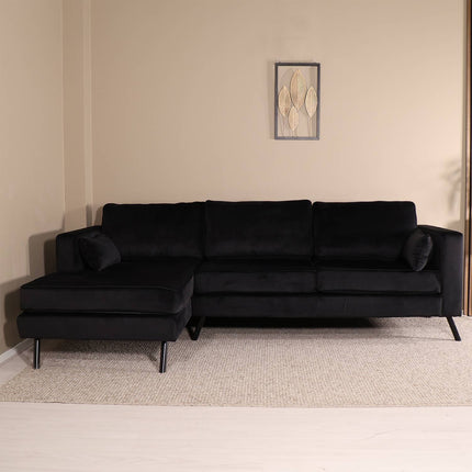 Hoekbank Hilde 270cm velvet zwart links