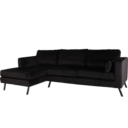 Hoekbank Hilde 270cm velvet zwart links