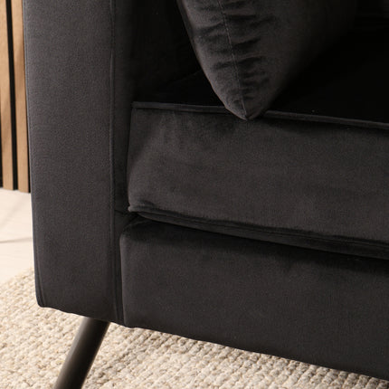 Hoekbank Hilde 270cm velvet zwart rechts