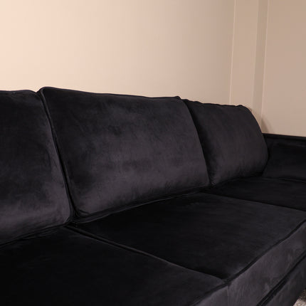 Hoekbank Hilde 270cm velvet zwart rechts