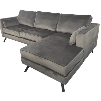 Hoekbank Hilde 270cm donkergrijs velvet rechts