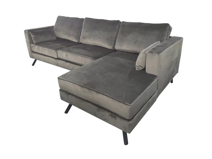 Hoekbank Hilde 270cm donkergrijs velvet rechts
