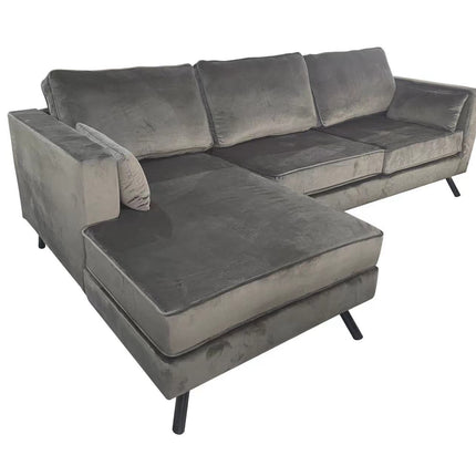 Hoekbank Hilde 270cm donkergrijs velvet links