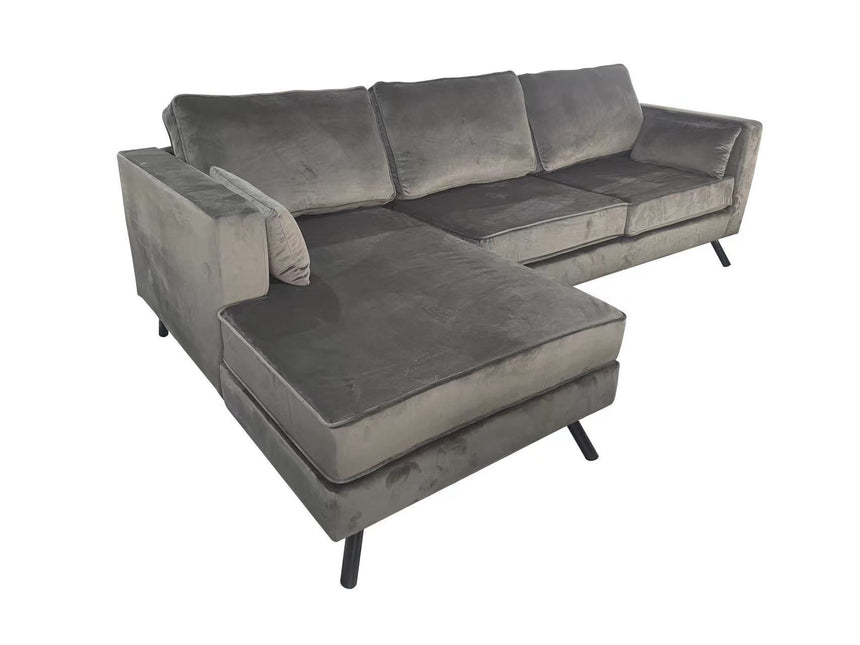 Hoekbank Hilde 270cm donkergrijs velvet links