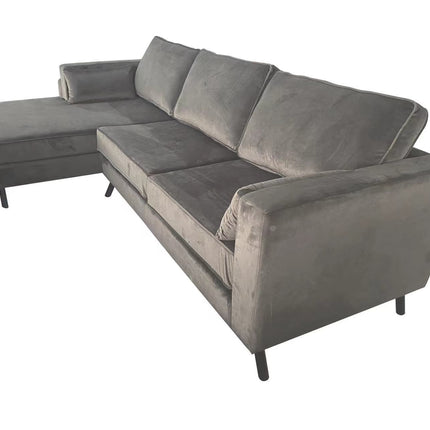 Hoekbank Hilde 270cm donkergrijs velvet links