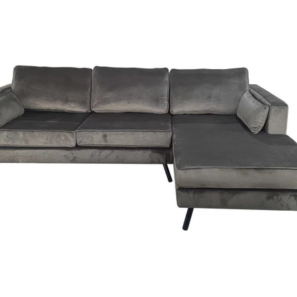 Hoekbank Hilde 270cm donkergrijs velvet rechts