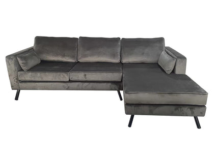 Hoekbank Hilde 270cm donkergrijs velvet rechts