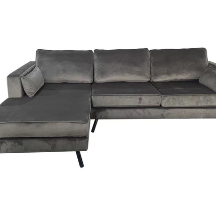 Hoekbank Hilde 270cm donkergrijs velvet links