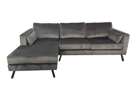 Hoekbank Hilde 270cm donkergrijs velvet links