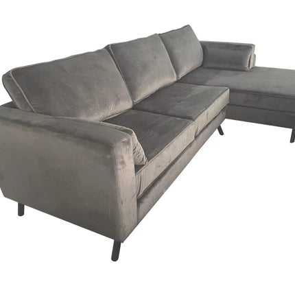 Hoekbank Hilde 270cm donkergrijs velvet rechts