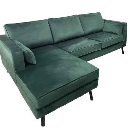 Hoekbank Hilde 270cm donkergroen velvet links