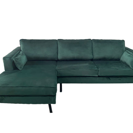 Hoekbank Hilde 270cm donkergroen velvet links